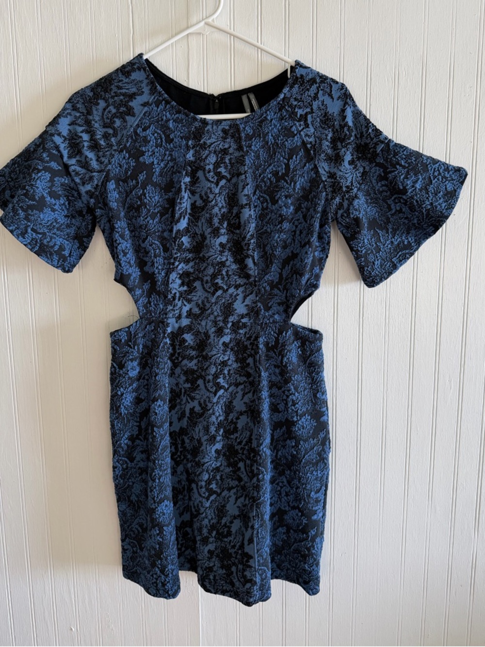 Anthropologie Floral Jacquard Cut Out Mini Dress